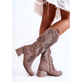 Bottes ajourées en daim Lewski Shoes 3171 Cappucino brun 6