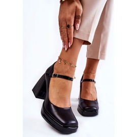 PA2 Escarpins en cuir sur talons épais Tina noire le noir 1