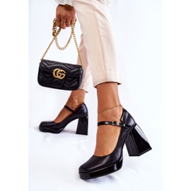 PA2 Escarpins en cuir sur talons épais Tina noire 2