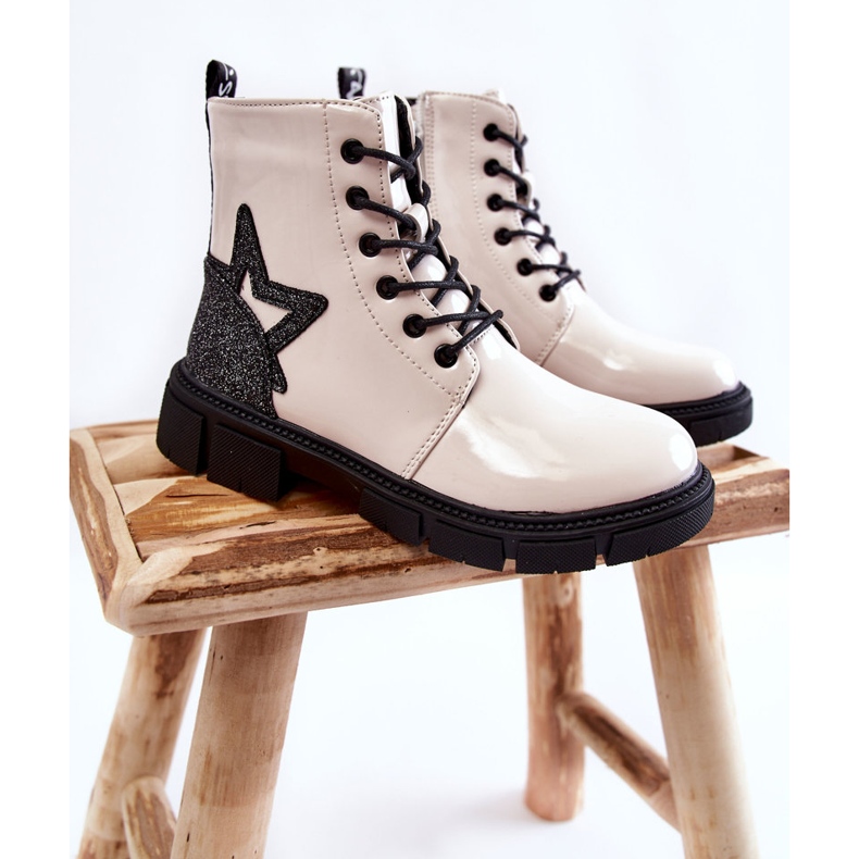 PE1 Bottes Enfant Laquées Avec Fermeture Éclair Blanc Yukko 2