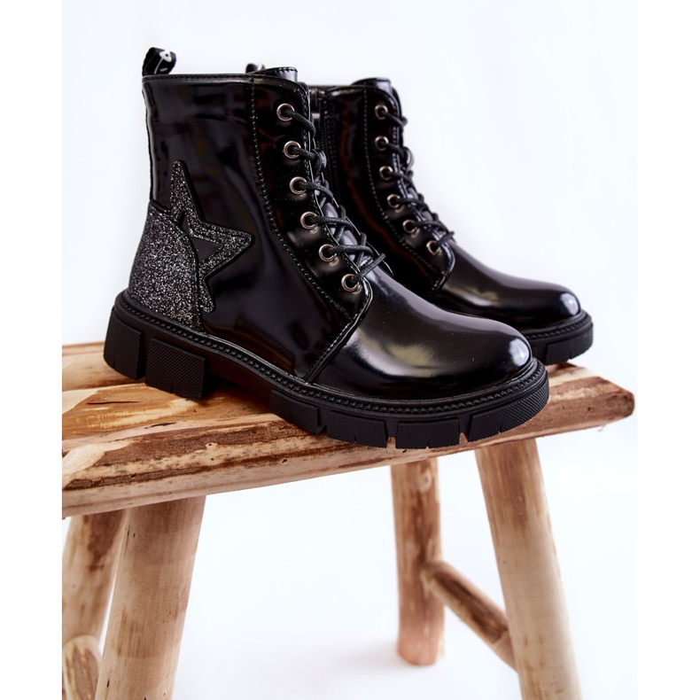 PE1 Bottes Laquées Zippées Enfant Noir Yukko le noir 1