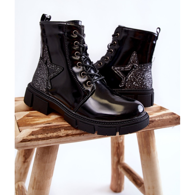 PE1 Bottes Laquées Zippées Enfant Noir Yukko le noir 2