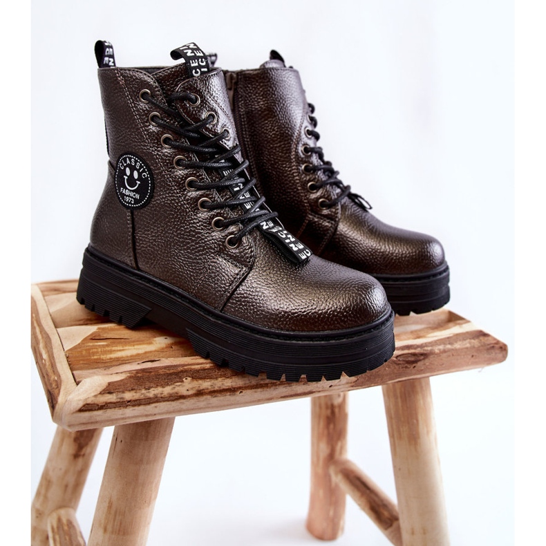 Bottes Chaudes Enfant Trappers Gris Foncé Conley brun 1