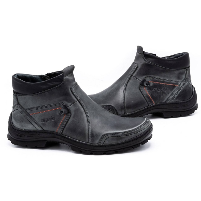 Olivier Bottes d'hiver en cuir pour hommes 352MP gris 3 Olivier Bottes d'hiver en cuir pour hommes 352MP gris 3