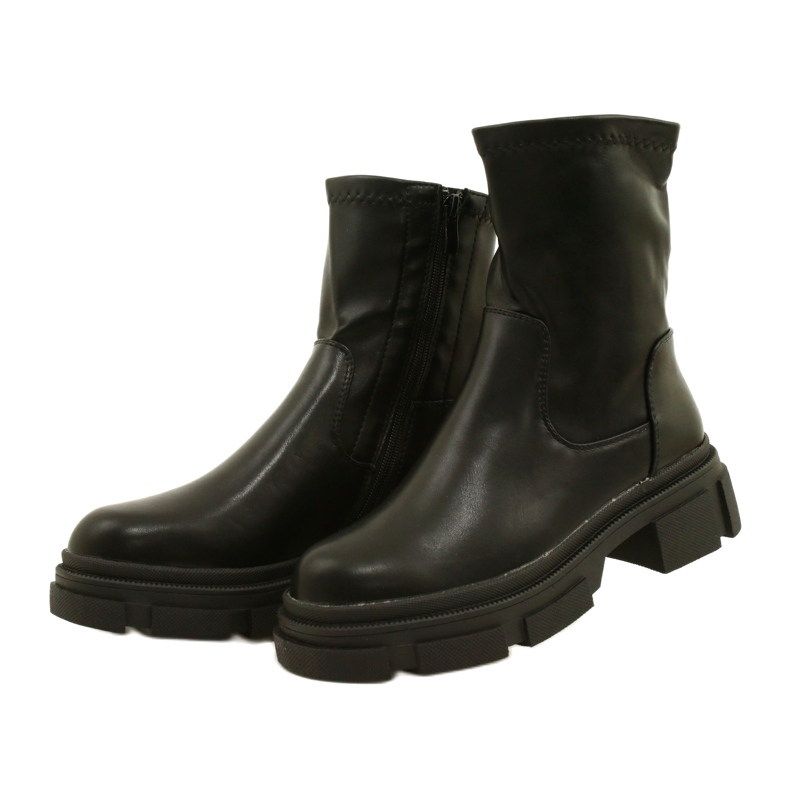 Bottes en cuir pour femmes sur l'épaisseur M. Daszyński MR2127-20 noir le noir 2