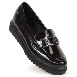Mocassins laqués sur la plateforme Vinceza W JAN162A noir 1