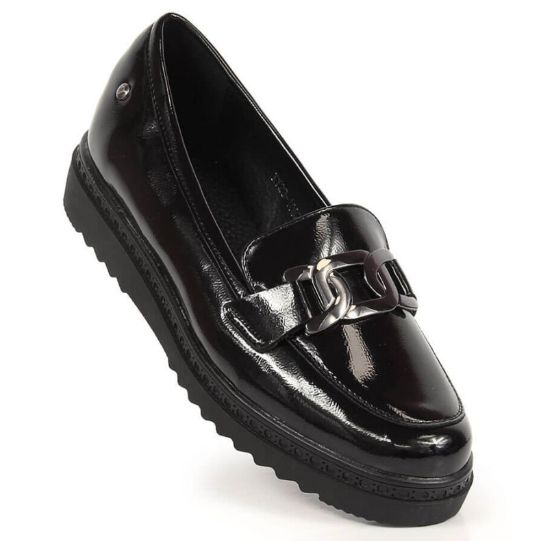 Mocassins laqués sur la plateforme Vinceza W JAN162A noir 1