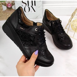 Chaussures en cuir confortables Helios W H347 noir 1