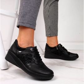 Chaussures en cuir confortables Helios W H347 le noir 3