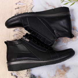Bottes pour femmes en cuir sur un coin noir Helios 567 le noir 4