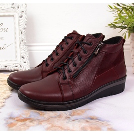 Bottes femme en cuir à talon compensé Helios 567 rouge 4