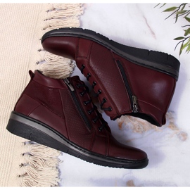 Bottes femme en cuir à talon compensé Helios 567 rouge 5