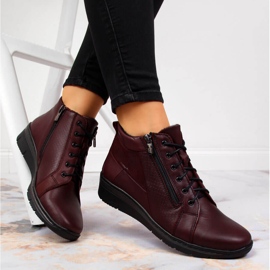 Bottes femme en cuir à talon compensé Helios 567 rouge 1