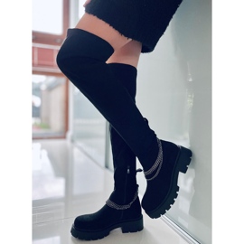 PA1 Bottes noires à fourrure pour femmes le noir 1
