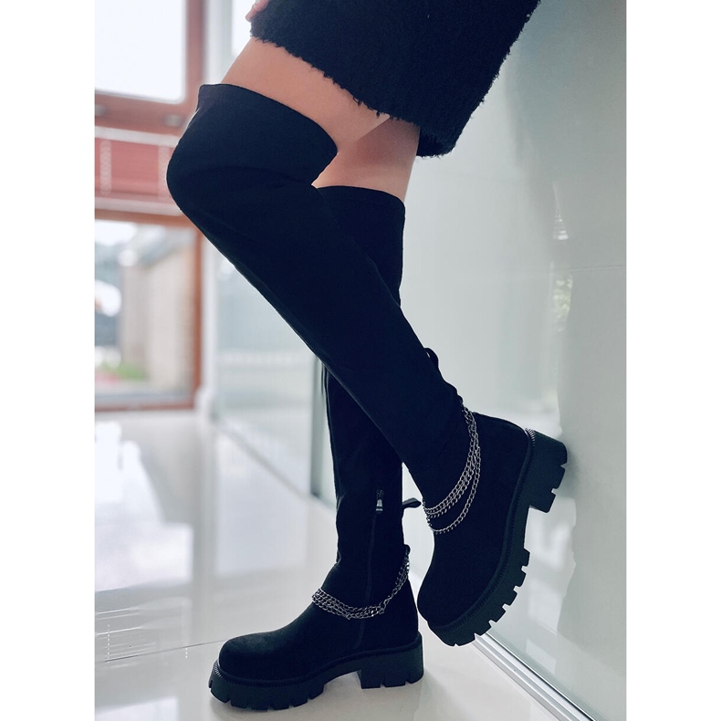 PA1 Bottes noires à fourrure pour femmes 1