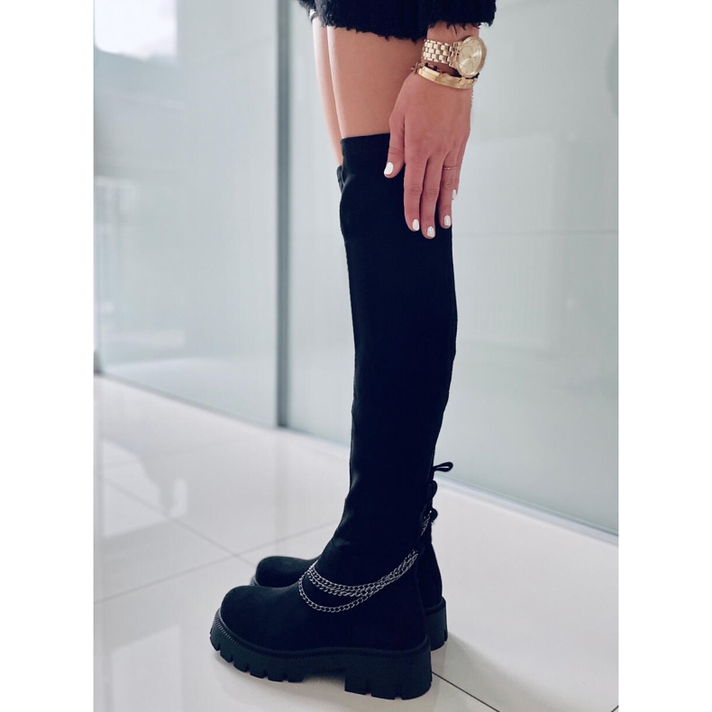 PA1 Bottes noires à fourrure pour femmes le noir 2 PA1 Bottes noires à fourrure pour femmes le noir 2