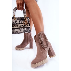 Bottes à plateforme en daim Lewski Shoes 3251 Cappucino brun 3