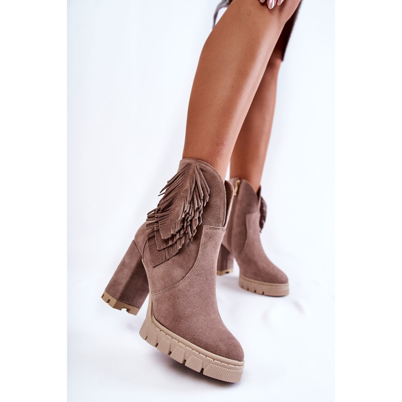 Bottes à plateforme en daim Lewski Shoes 3251 Cappucino brun 1