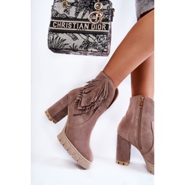 Bottes à plateforme en daim Lewski Shoes 3251 Cappucino brun 4