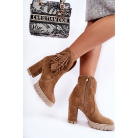 Bottes à plateforme en daim Lewski Shoes 3251 Beige brun 3