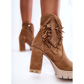 Bottes à plateforme en daim Lewski Shoes 3251 Beige brun 5