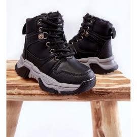 FR1 Bottes Trappeurs Enfant Chaudes Avec Fermeture Éclair Noir Marvin 2