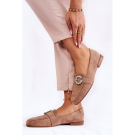 PS1 Mocassins Classiques en Daim Beige Foncé de Halla 4