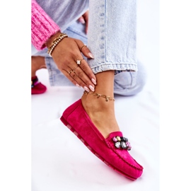 PS1 Mocassins femme en daim avec décorations Fuchsia Janetta rose 6