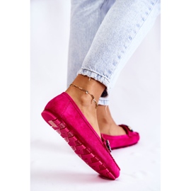 PS1 Mocassins femme en daim avec décorations Fuchsia Janetta rose 4