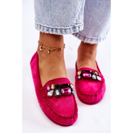 PS1 Mocassins femme en daim avec décorations Fuchsia Janetta rose 5