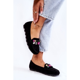PS1 Mocassins en daim pour femmes avec ornements Janetta noirs le noir 2