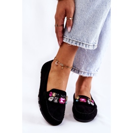 PS1 Mocassins en daim pour femmes avec ornements Janetta noirs le noir 1