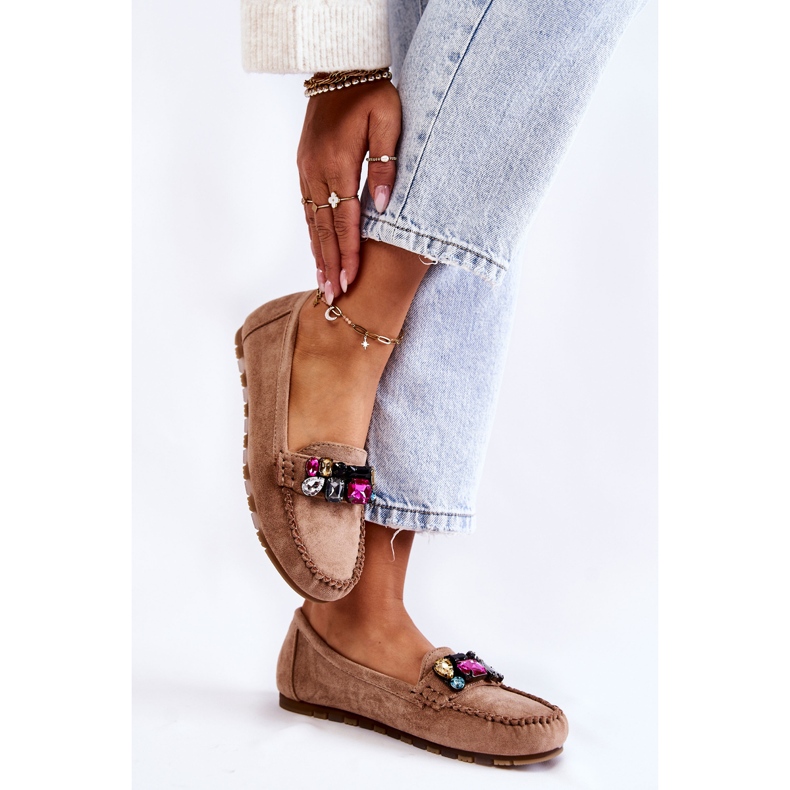 PS1 Mocassins en daim pour femmes avec décorations Janetta Beige 2