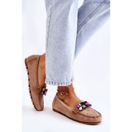 PS1 Mocassins en daim pour femmes avec décorations Janetta Beige 3