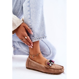 PS1 Mocassins en daim pour femmes avec décorations Janetta Beige 5