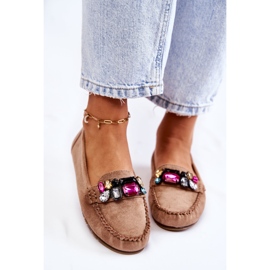 PS1 Mocassins en daim pour femmes avec décorations Janetta Beige 4
