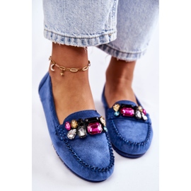 PS1 Mocassins en daim pour femmes avec ornements Janetta bleus 4