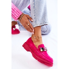PS1 Mocassins pour femme en daim avec décoration Karlott fuchsia rose 3