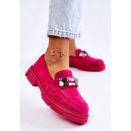 PS1 Mocassins pour femme en daim avec décoration Karlott fuchsia rose 4