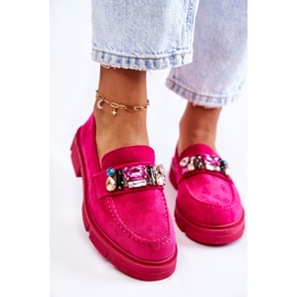 PS1 Mocassins pour femme en daim avec décoration Karlott fuchsia rose 5