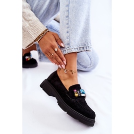 PS1 Mocassins Femme En Daim Avec Décoration Noir Karlott le noir 5