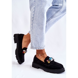 PS1 Mocassins Femme En Daim Avec Décoration Noir Karlott le noir 4