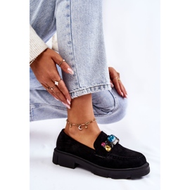 PS1 Mocassins Femme En Daim Avec Décoration Noir Karlott le noir 6