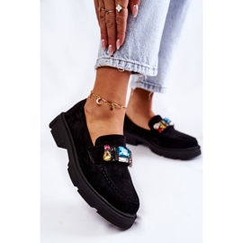 PS1 Mocassins Femme En Daim Avec Décoration Noir Karlott le noir 3