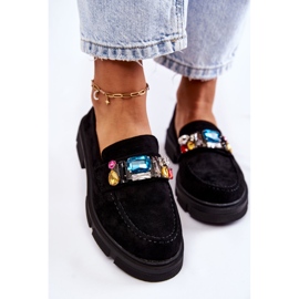 PS1 Mocassins Femme En Daim Avec Décoration Noir Karlott le noir 7