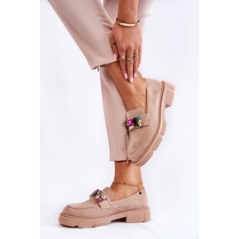 PS1 Mocassins pour femme en daim avec décoration Karlott beige 2 PS1 Mocassins pour femme en daim avec décoration Karlott beige 2