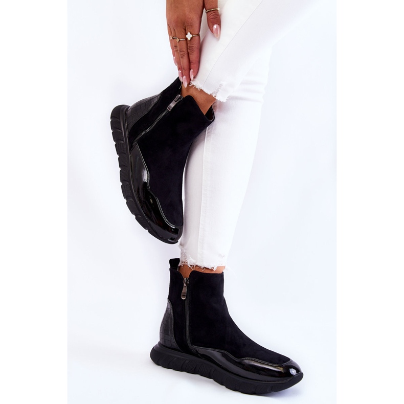 Vinceza Bottines noires en daim pour femmes le noir 1