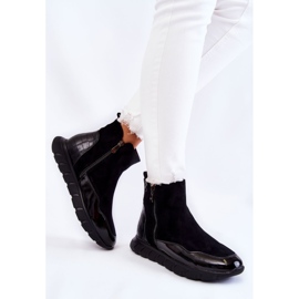 Vinceza Bottines noires en daim pour femmes le noir 2