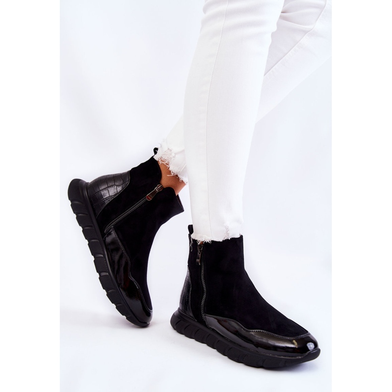Vinceza Bottines noires en daim pour femmes 2