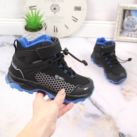 Bottes de neige imperméables pour enfants avec fermeture scratch American Club AM904A noir 1